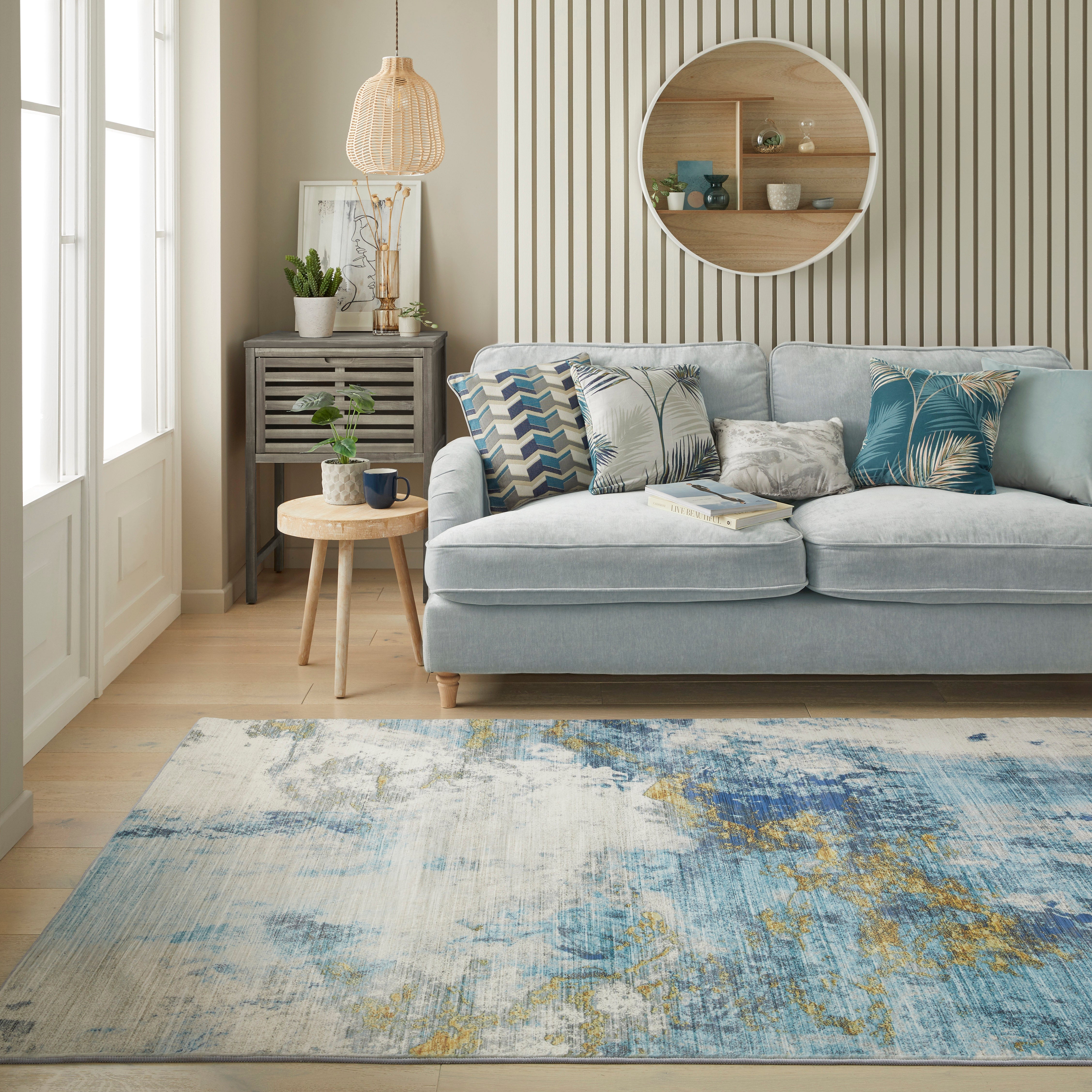 Concept Looms Lux Washable LUX04 Blue Gold Rug